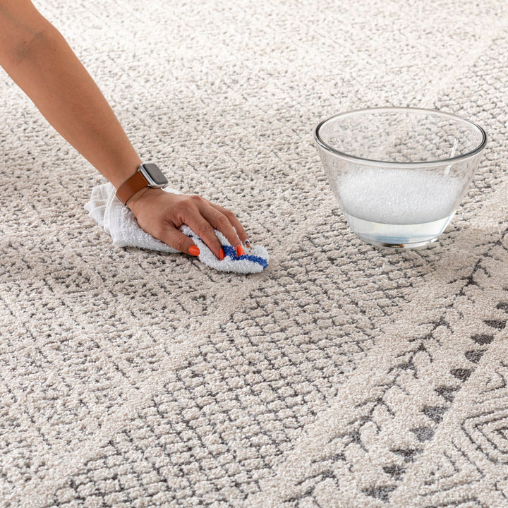 Calvo Light Beige/Charcoal Area Rug Wade Logan® Rug Size: Round 7'10"