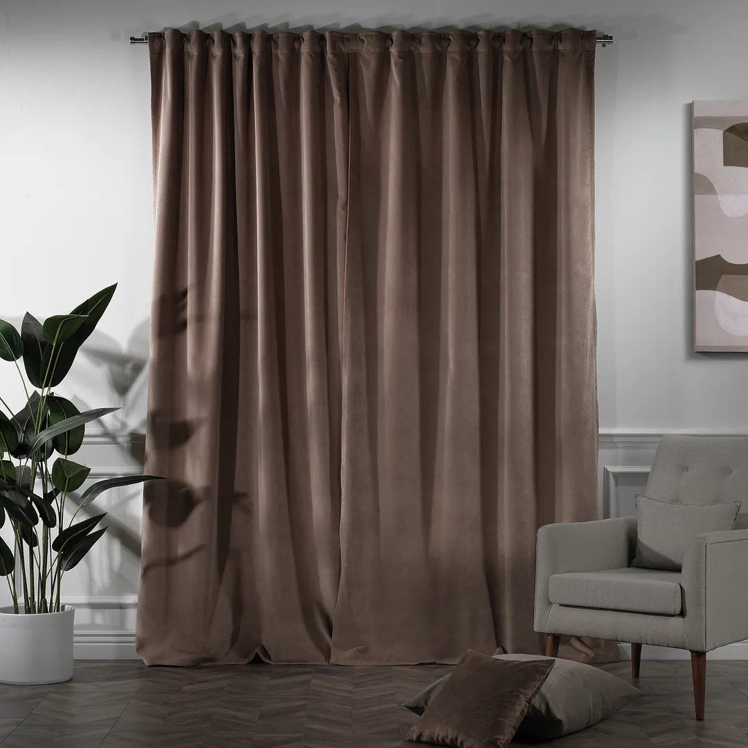 Matte Velvet Extra wide x Extra Long Custom Made Decorative Single Panel Lilijan Home & Curtain Curtain Color: 19 Beaver Size per Panel: 100" W x 216" L