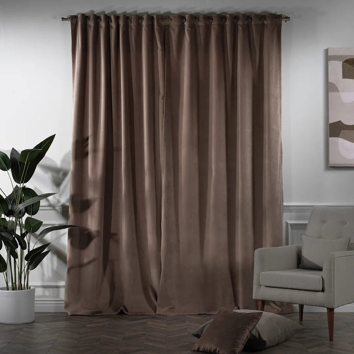 Matte Velvet Extra wide x Extra Long Custom Made Decorative Single Panel Lilijan Home & Curtain Curtain Color: 19 Beaver Size per Panel: 100" W x 216" L