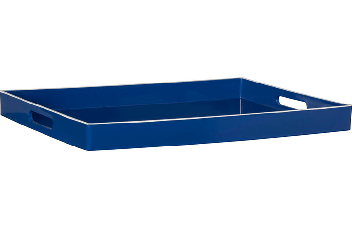 Ottoman/Coffee Table Tray Ebern Designs Finish: Blue/White