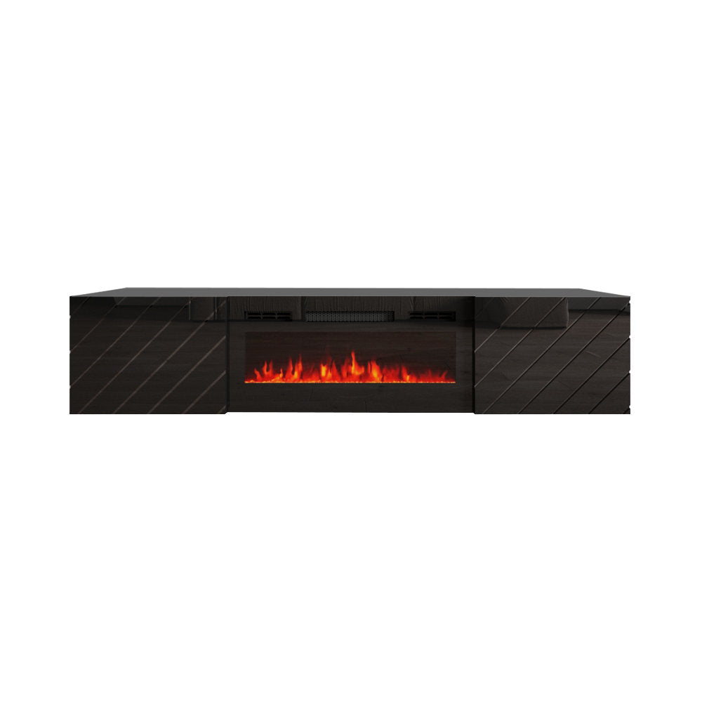 Gofried Floating TV Stand for TVs up to 78" with Electric Fireplace Included Ivy Bronx Color: Black