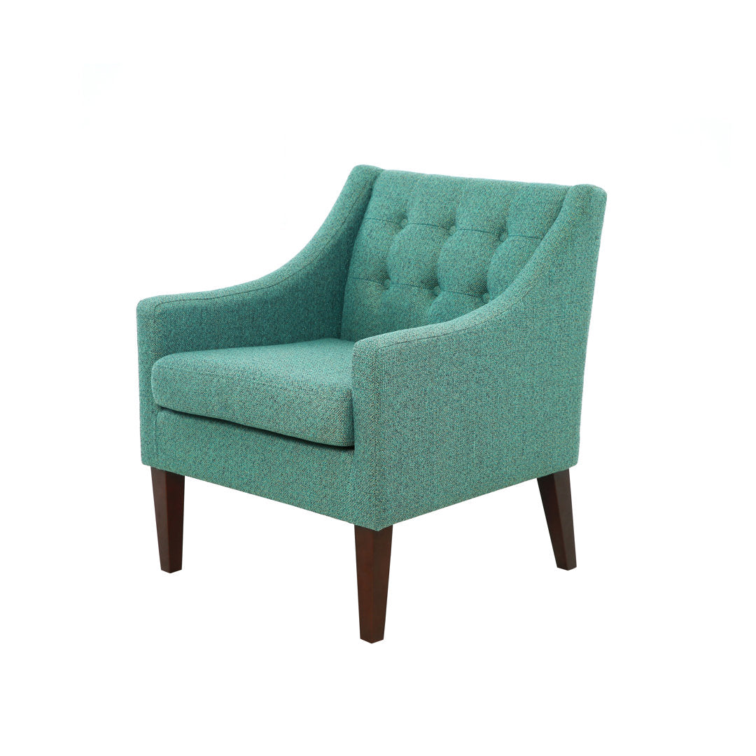 Clopton 26" Wide Mid-Century Modern Tufted Accent Armchair Hashtag Home Fabric: Nubby Green Polyester Blend