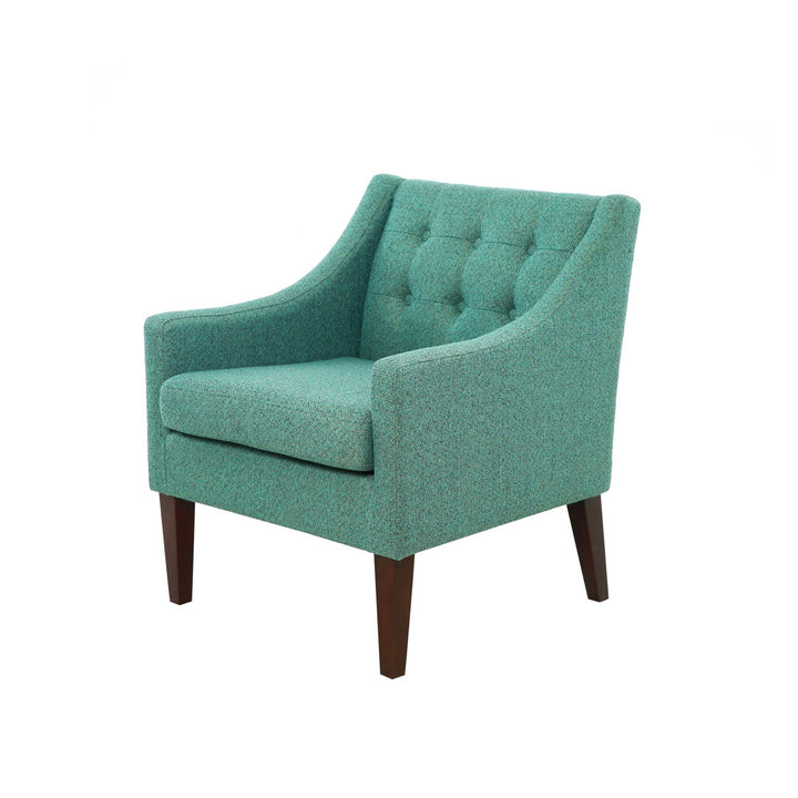 Clopton 26" Wide Mid-Century Modern Tufted Accent Armchair Hashtag Home Fabric: Nubby Green Polyester Blend