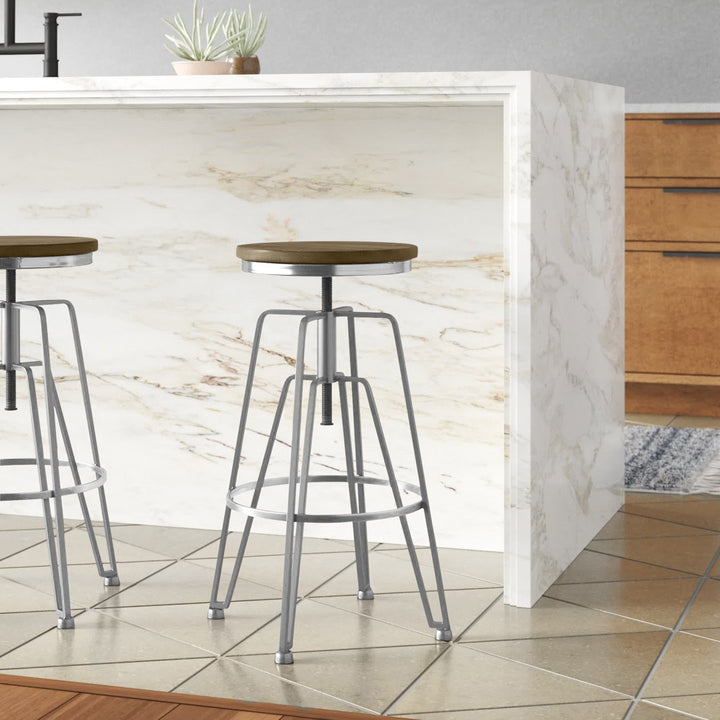 Lindzie Swivel Solid Wood Adjustable Height Bar Stool Mercer41 Color: Silver
