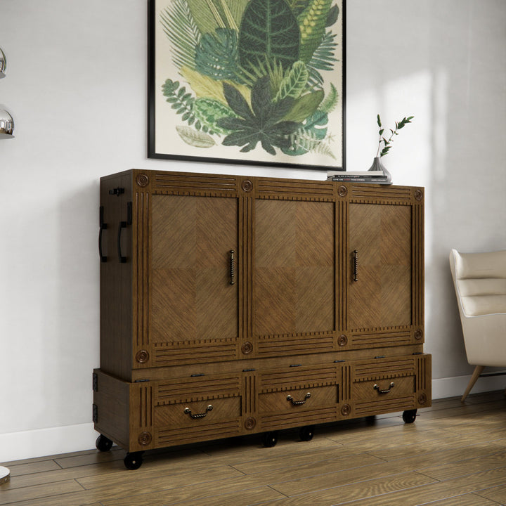 Imperial Queen Solid Wood Rolling Cabinet Bed with Mattress Red Barrel Studio® Color: Brown