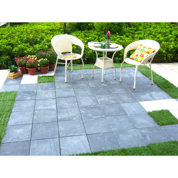 Courtyard 11.8" x 11.8" Stone Interlocking Deck Tiles in Gray Courtyard Casual Furniture