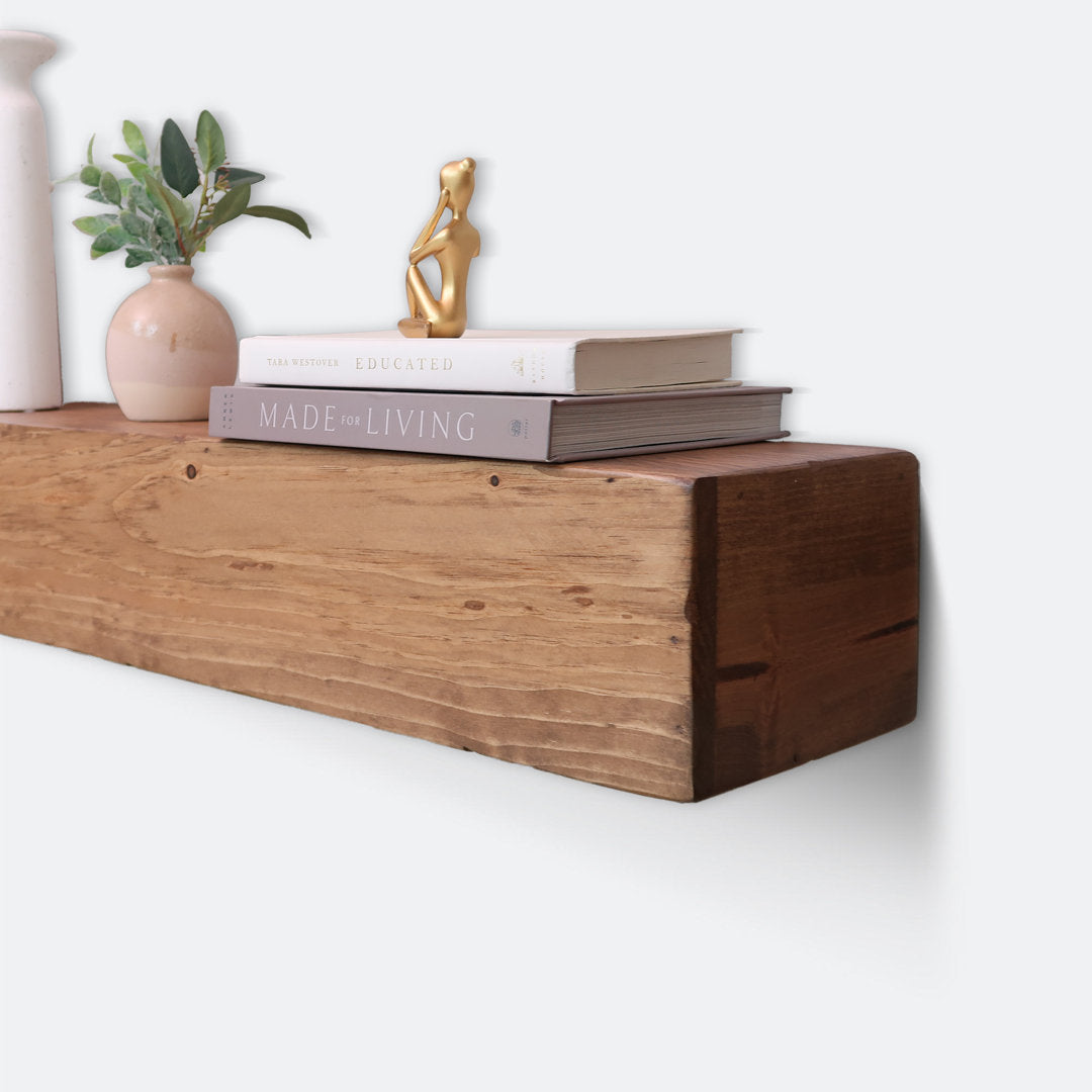 Melodye Rustic Fireplace Shelf Mantel Ebern Designs Shelf Length: 84 in., Finish: Aged Oak