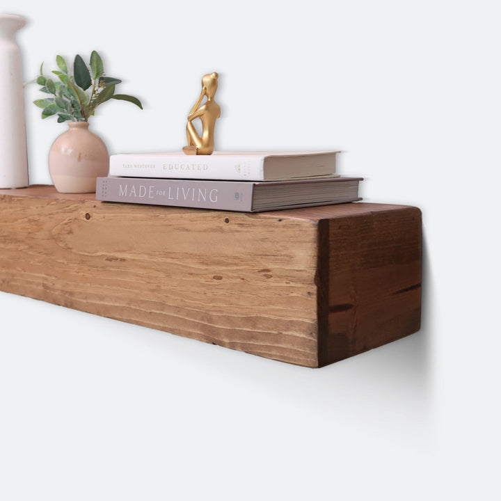 Melodye Rustic Fireplace Shelf Mantel Ebern Designs Shelf Length: 84 in., Finish: Aged Oak