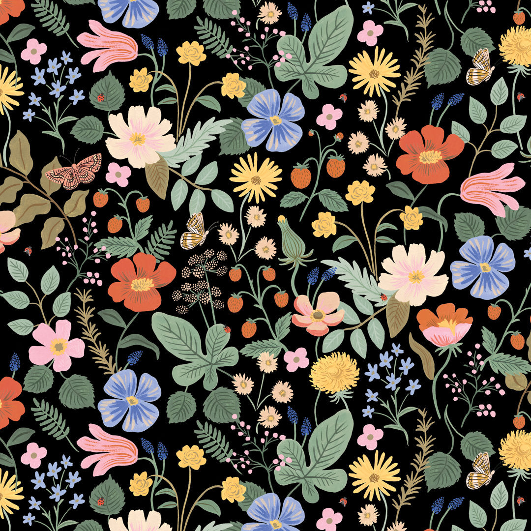 Rifle Paper Co. x Cloth & Company Bristol Armchair Rifle Paper Co. x Cloth & Company Body Fabric: Rpc Stawberry Fields Black Linen