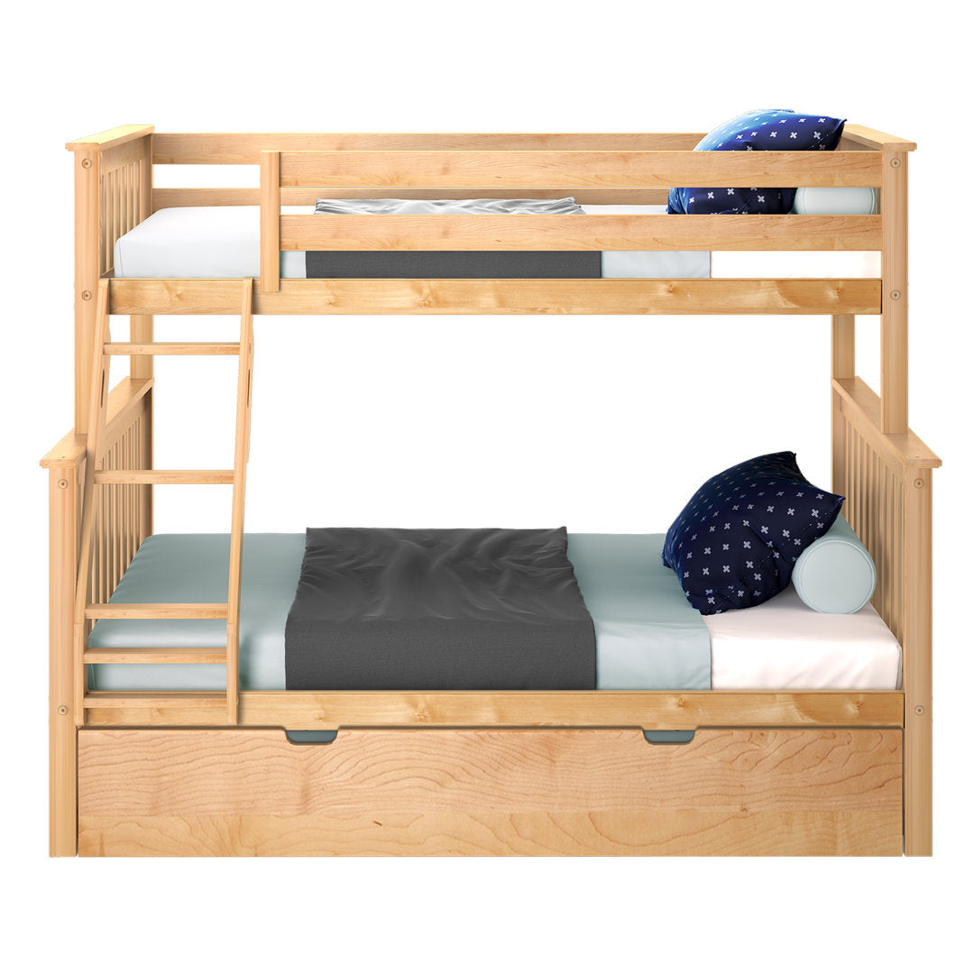 Bolles Solid Wood Standard Bunk Bed with Trundle Harriet Bee Bed Frame Color: Natural Size: Twin over Full