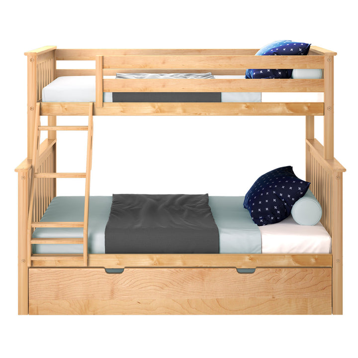 Bolles Solid Wood Standard Bunk Bed with Trundle Harriet Bee Bed Frame Color: Natural Size: Twin over Full