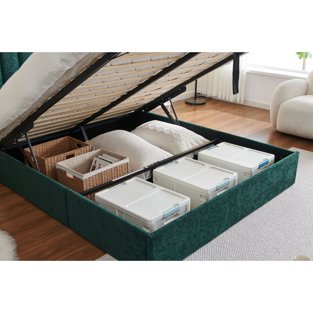 Daizia Lift Up Storage Platform Bed with Wingback Headboard Latitude Run® Color: Green Size: King