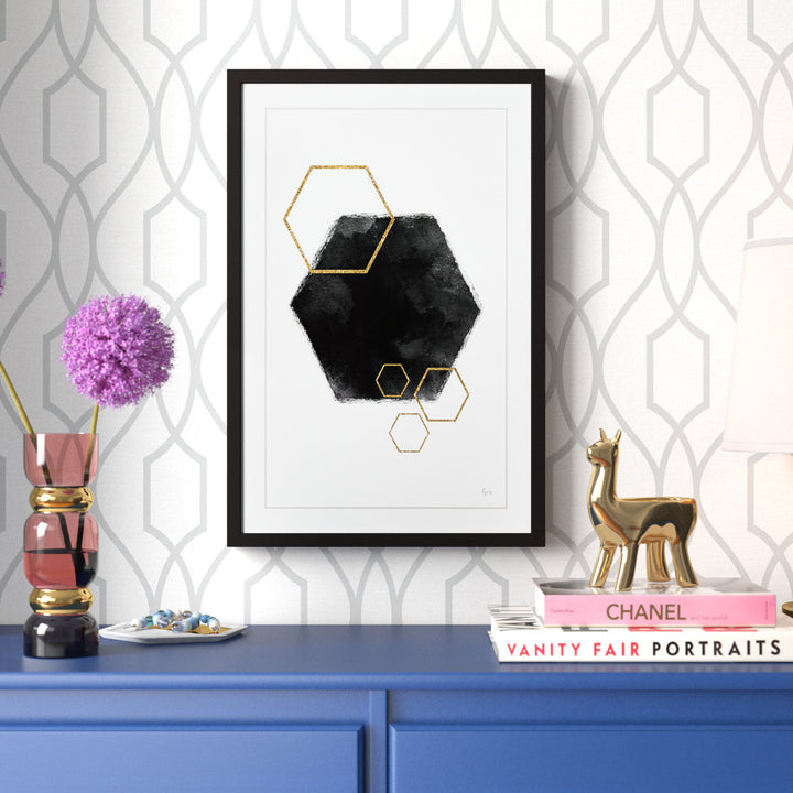 Black Hole Hexagon by Eyre Tarney Picture Frame  Print Etta Avenue™ Teen Size: 24" H x 16" W x 1.5" D