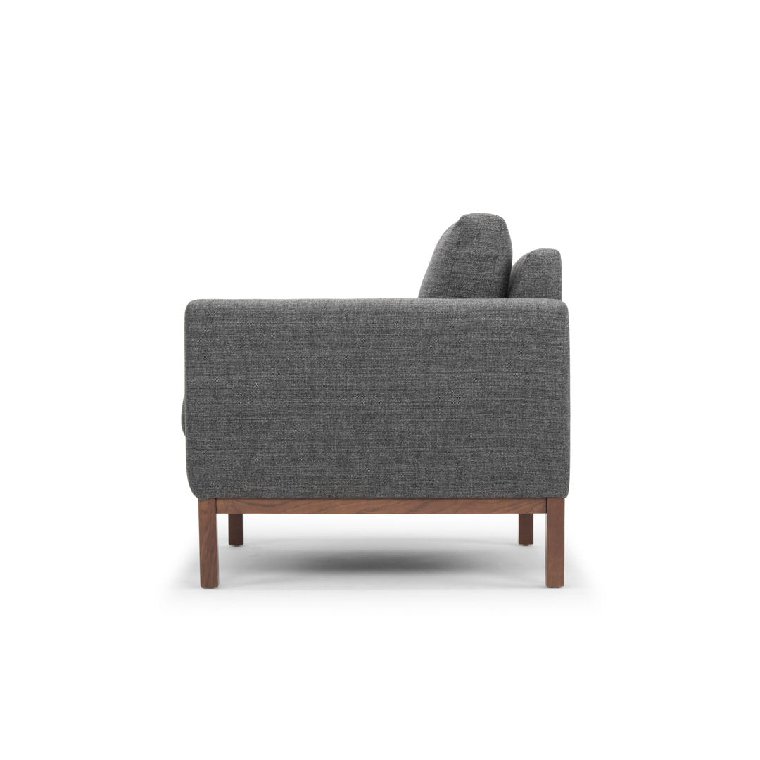 Clayton Upholstered Armchair Joss & Main Fabric: Venga Antrazite Performance Basketweave