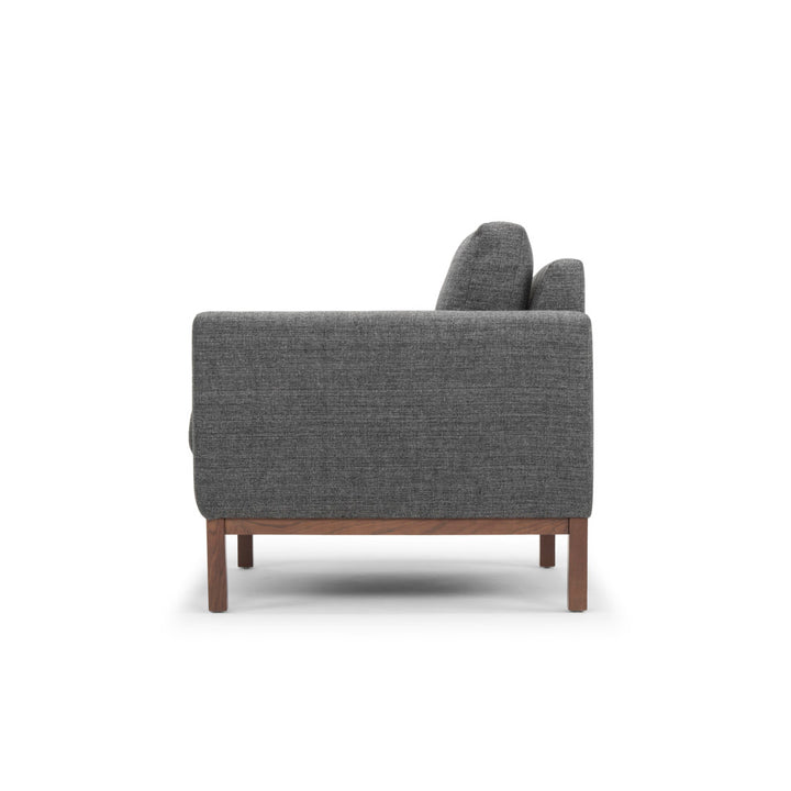 Clayton Upholstered Armchair Joss & Main Fabric: Venga Antrazite Performance Basketweave