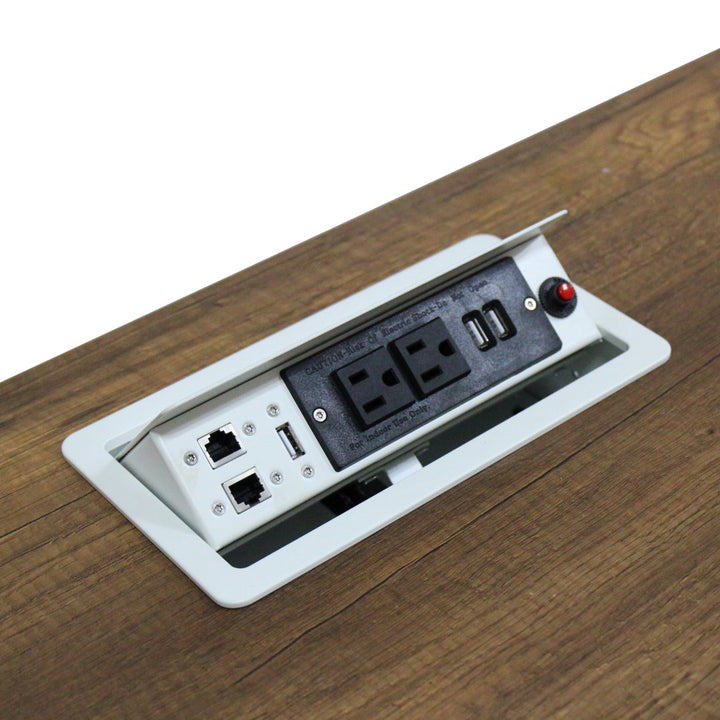Sarasota Height Adjustable Standing Desk with Built-in Outlets Ebern Designs Color: Dark Maple/Black Size: 48" H x 52" W x 27" D