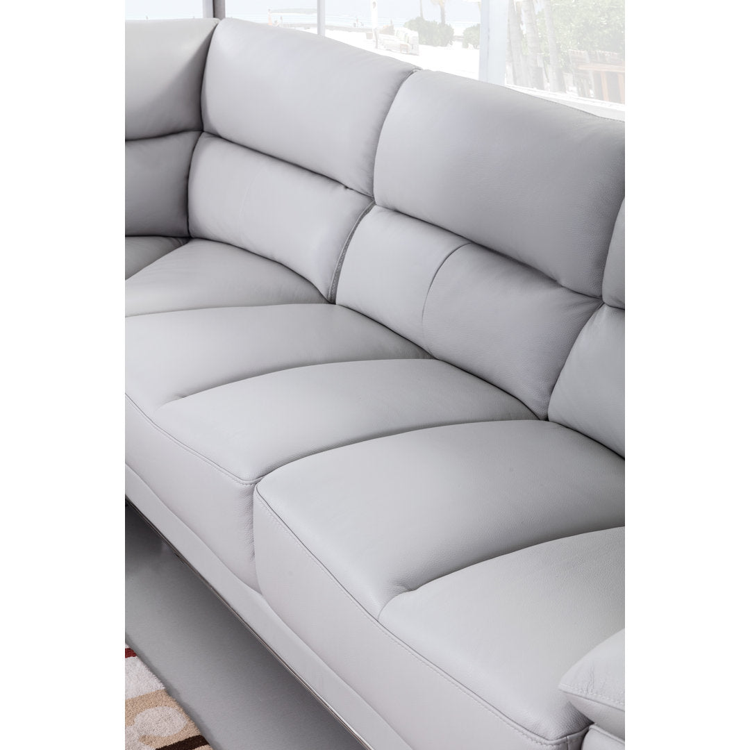Argenziano 111" Wide Genuine Leather Symmetrical Modular Corner Sectional Orren Ellis