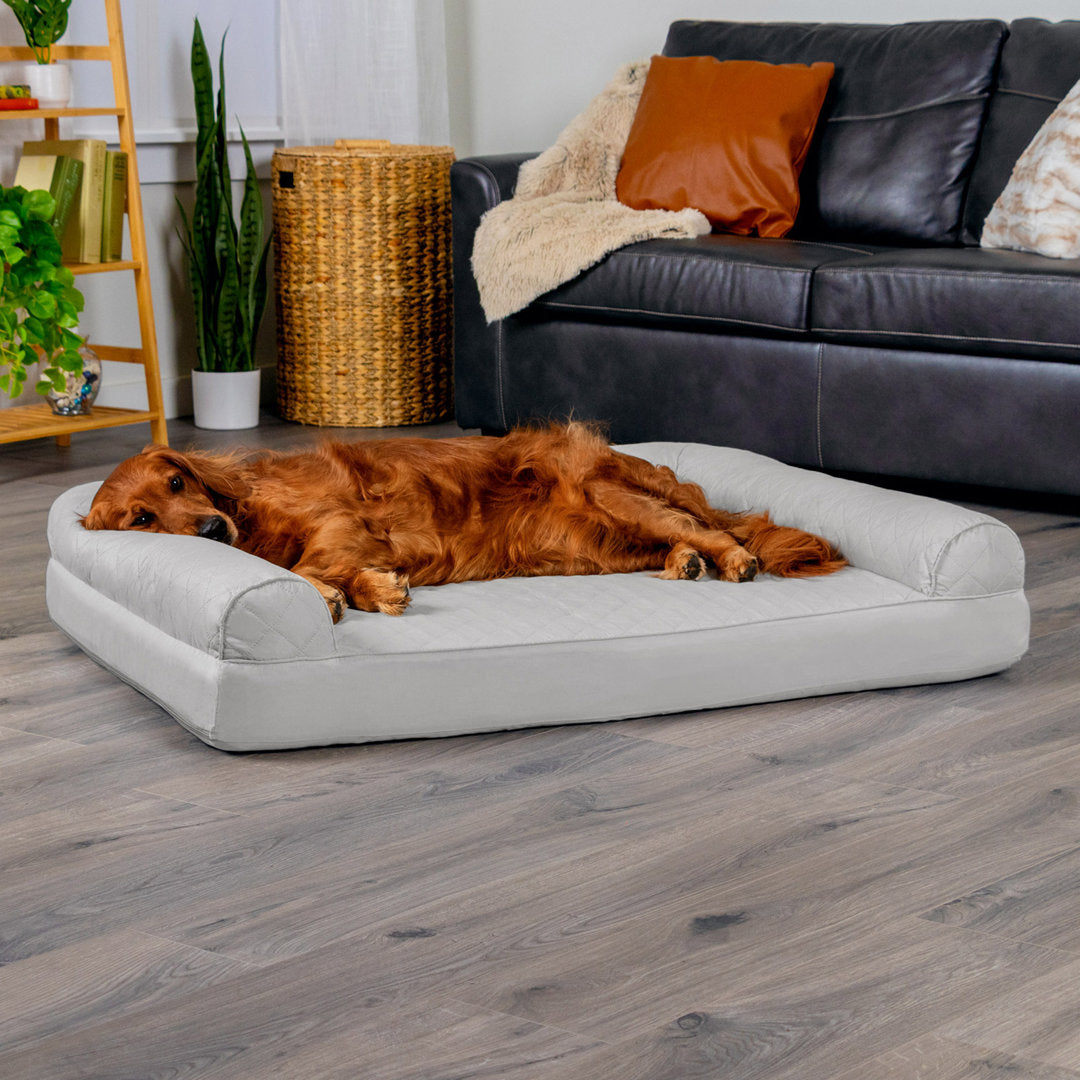Quilted Orthopedic Bolster Sofa Pet Bed FurHaven Color: Silver Gray Size: Jumbo (40" W x 32" D x 8" H)
