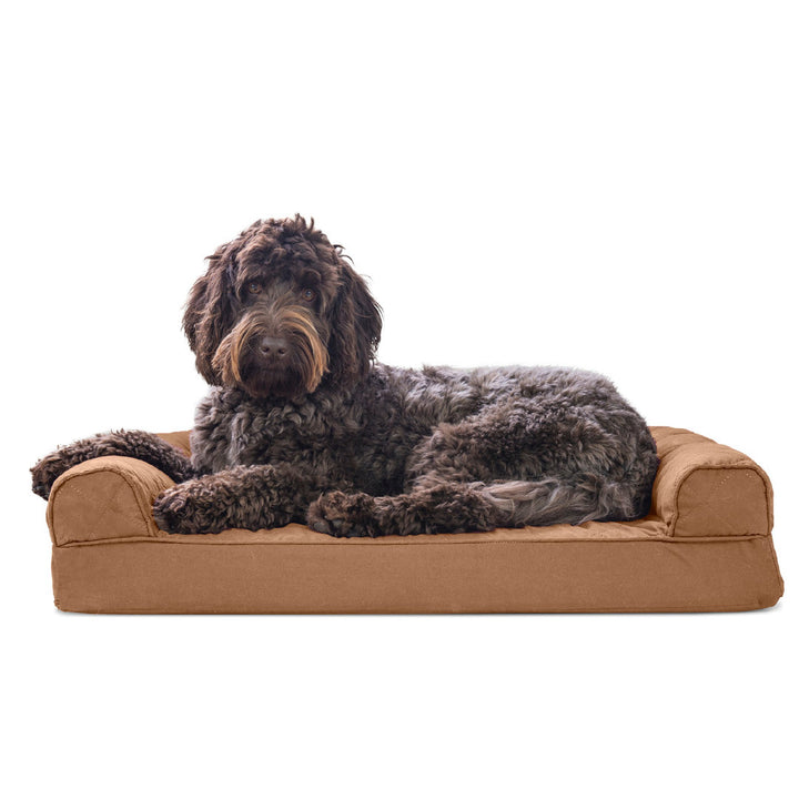 Quilted Orthopedic Bolster Sofa Pet Bed FurHaven Color: Toasted Brown Size: Medium (30" W x 20" D x 6" H)