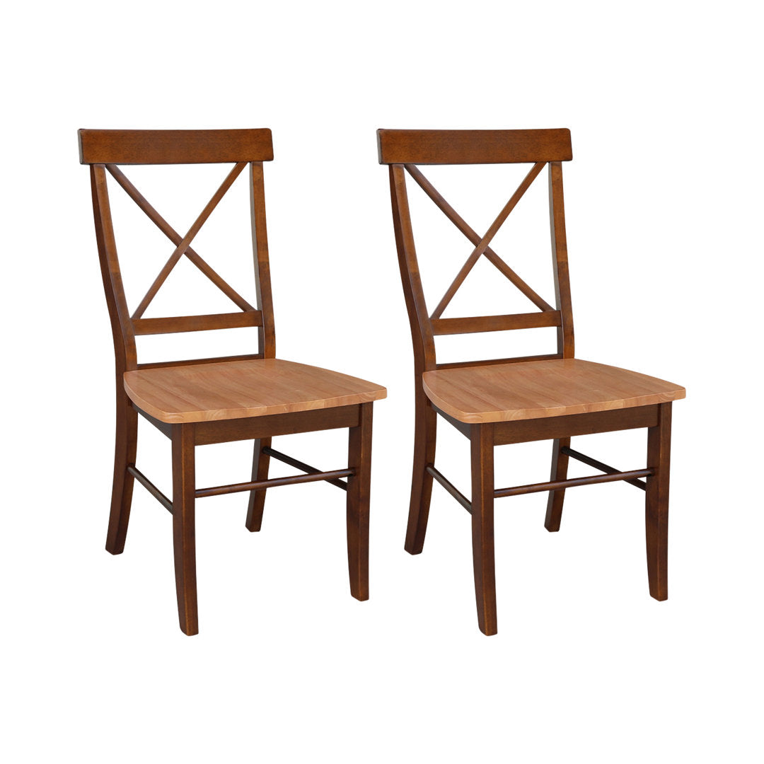 Solid Wood Cross Back Side Chair (Set of 2) August Grove® Color: Cinnamon/Espresso