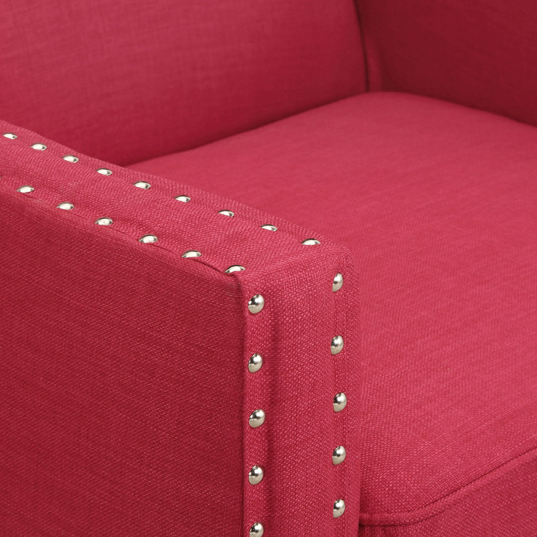 Hilga Erica Accent Armchair With Chrome Nailhead Trim Winston Porter Fabric: Red Polyester Blend
