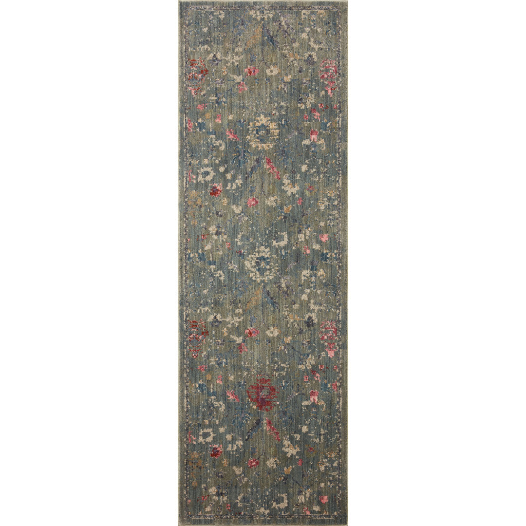 Febbas Oriental Machine Made Power Loom Area Rug in Moss Green Lark Manor™ Rug Size: Runner 2'7" x 10'