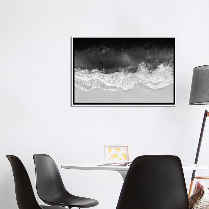 Waves in Black, Gray and White by Maggie Olsen Mercury Row® Size: 26" H x 40" W x 1.5" D Format: White Framed