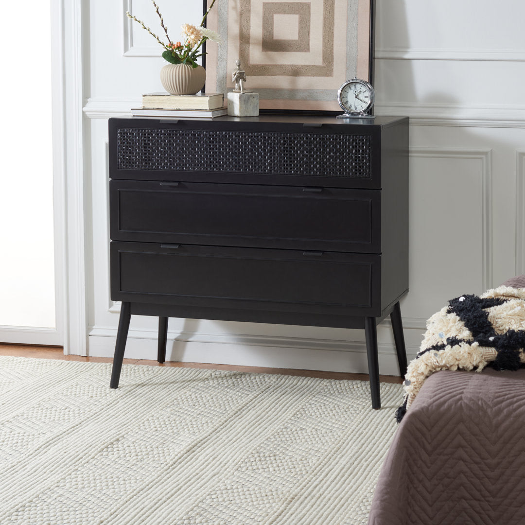Keanu 3 Drawer 36" W Chest Sand & Stable™ Color: Black