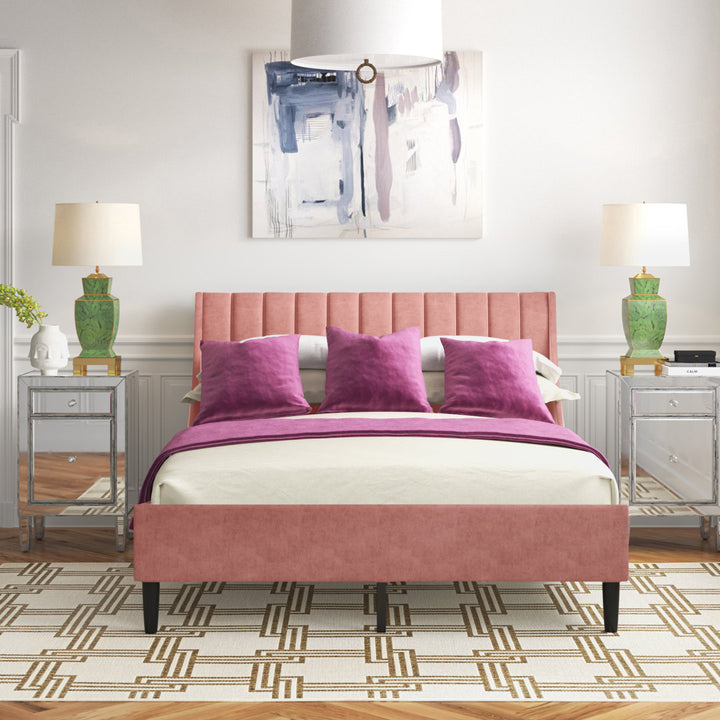 Helaina Tufted Upholstered Low Profile Platform Bed Wade Logan® Color: Ash Rose Velvet Size: Queen