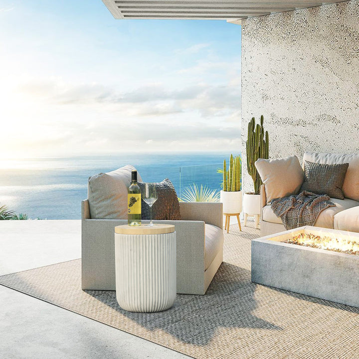 Tommen Cement Outdoor Side, End Table with Storage, Outdoor Accent Table, Housewarming Gifts Ivy Bronx