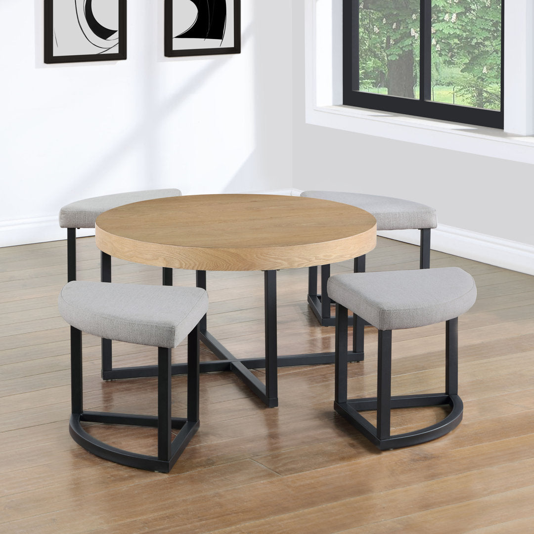 Appio 36" Round Coffee Table with 4 Stools Wade Logan® Table Top Color: Brown
