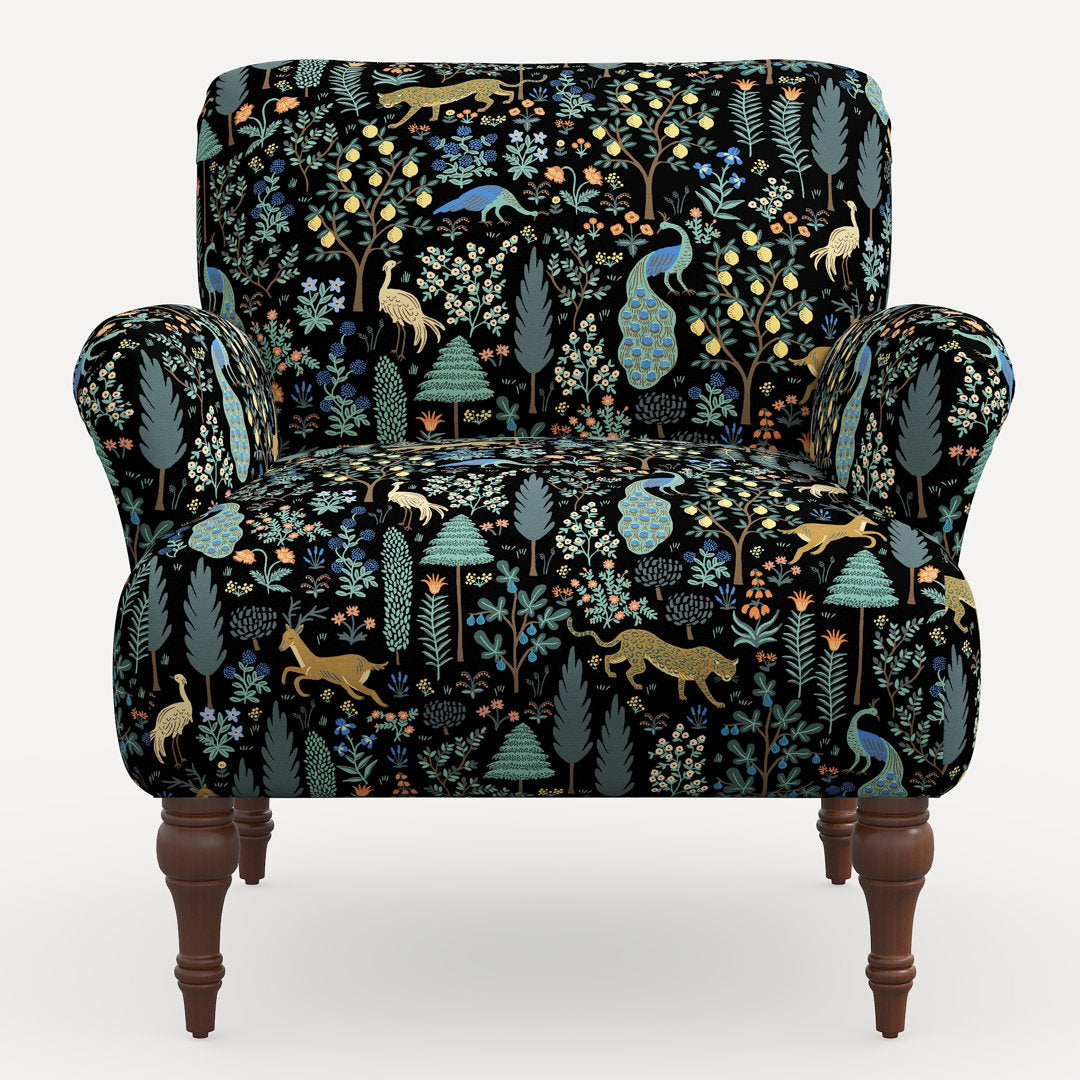 Rifle Paper Co. x Cloth & Company Bristol Armchair Rifle Paper Co. x Cloth & Company Body Fabric: Rpc Menagerie Black Linen