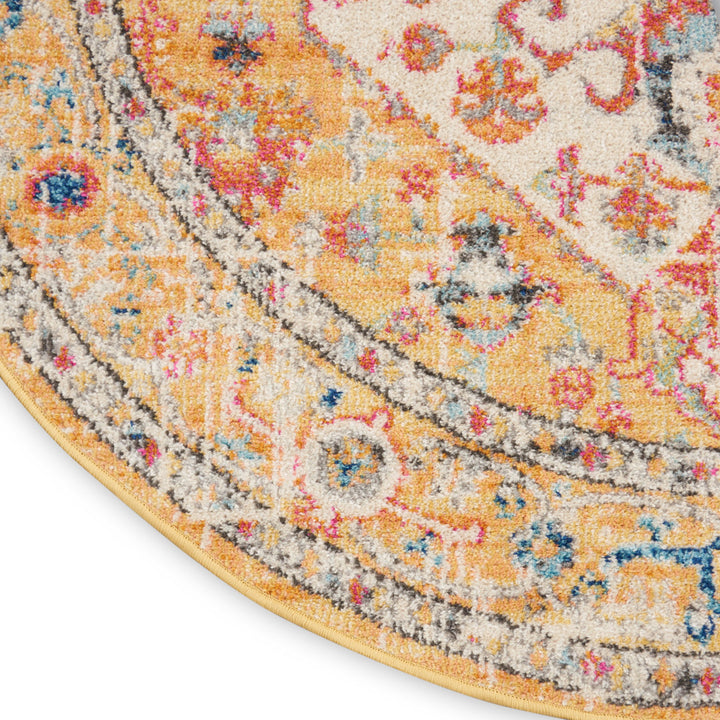 Baylee Oriental Yellow/Ivory Area Rug Kelly Clarkson Home Rug Size: Round 5'3"