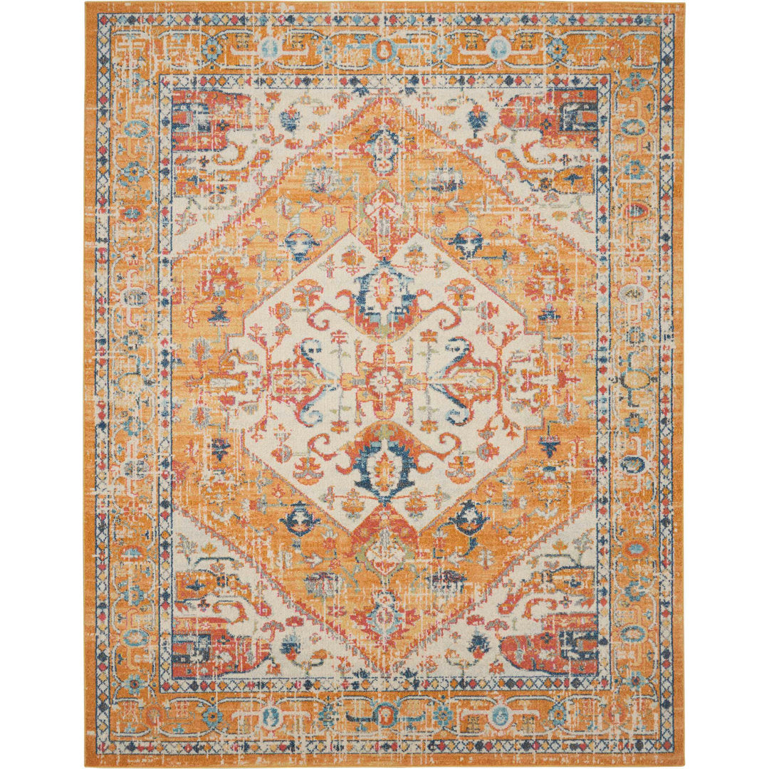 Baylee Oriental Yellow/Ivory Area Rug Kelly Clarkson Home Rug Size: Rectangle 5'3" x 7'3"