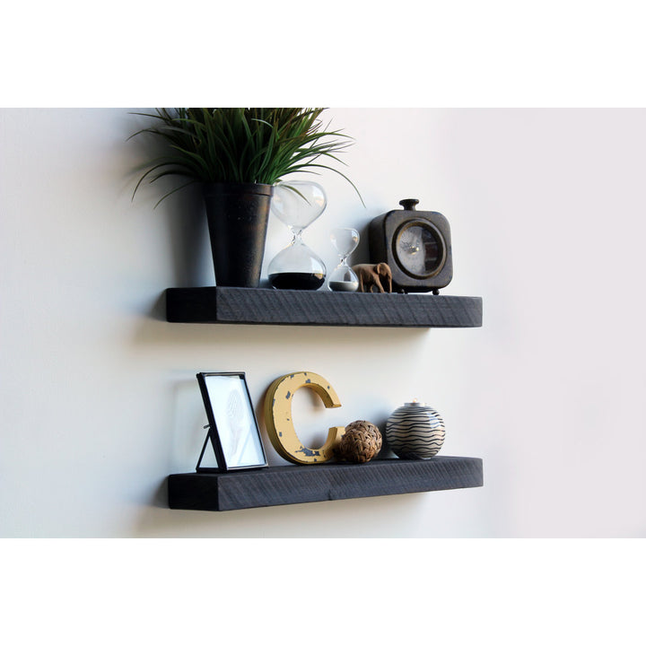 Joao 2 Piece Solid Wood Floating Shelf with Reclaimed Wood Gracie Oaks Size: 2" H x 18" W x 4.5" D Finish: Coffee Bean