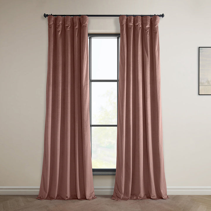 Matra Plush Velvet Curtains for Bedroom - Room Darkening Curtains for Living Room Window Single Panel AllModern Curtain Color: Wild Rose Size per Panel: 100" W x 84" L