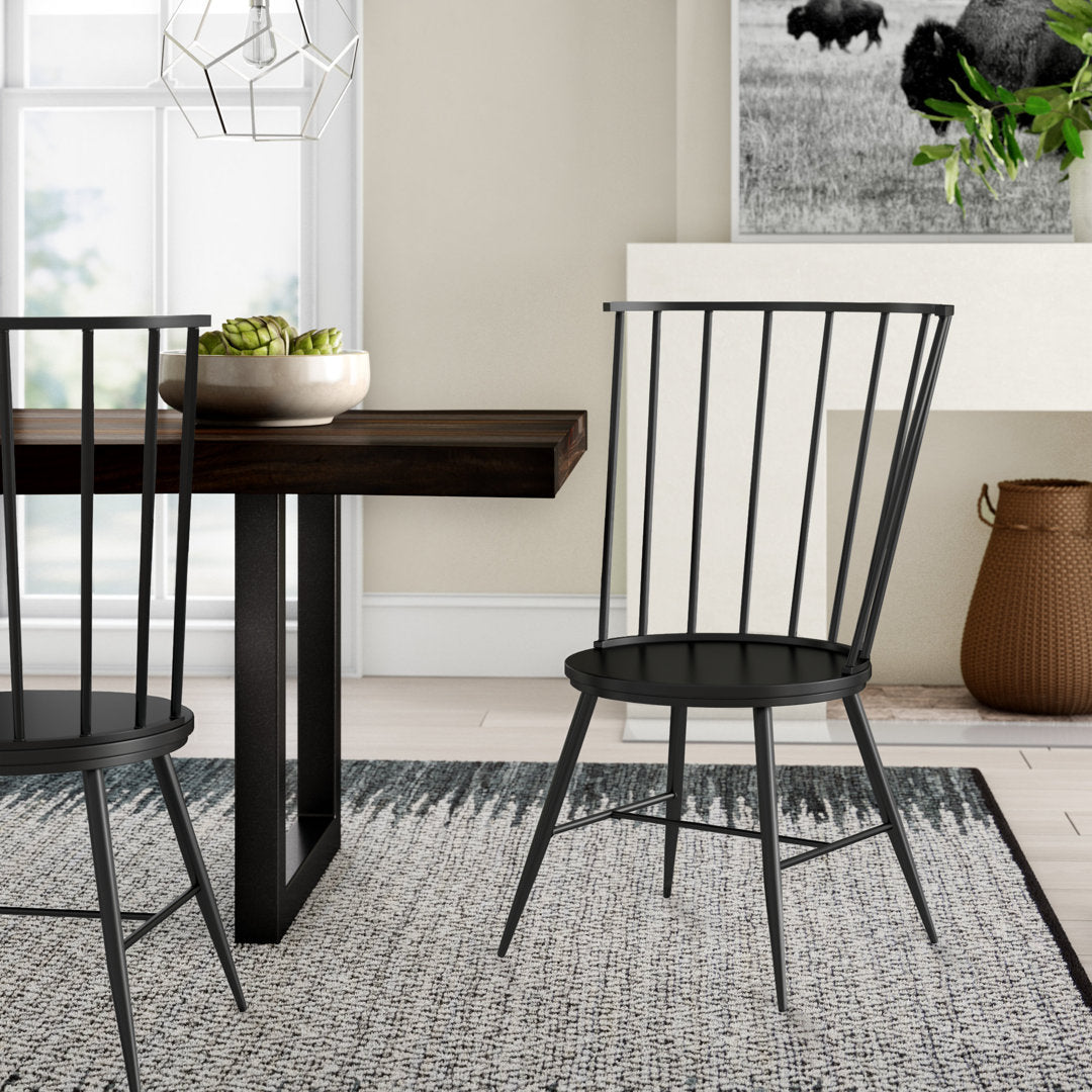 Kennamer Metal Slat Back Side Chair (Set of 2) Laurel Foundry Modern Farmhouse® Color: Black