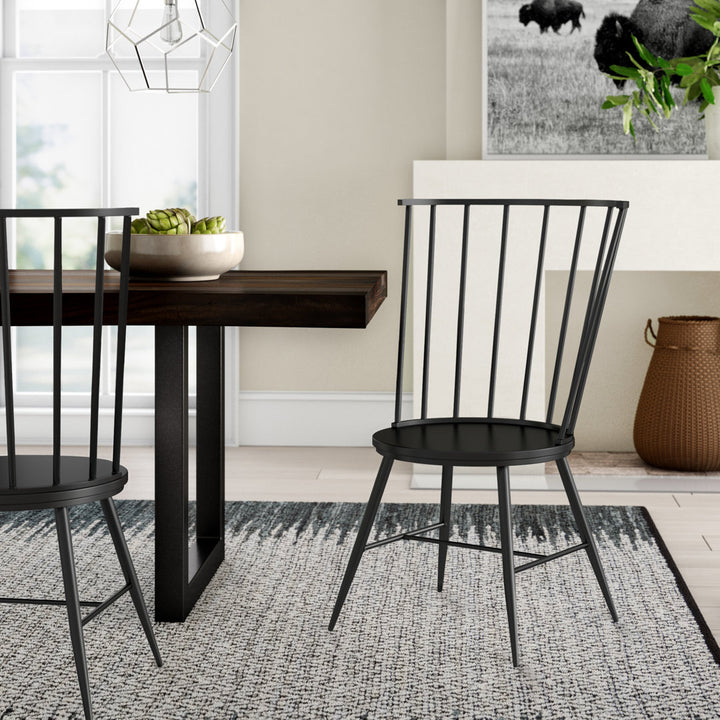 Kennamer Metal Slat Back Side Chair (Set of 2) Laurel Foundry Modern Farmhouse® Color: Black