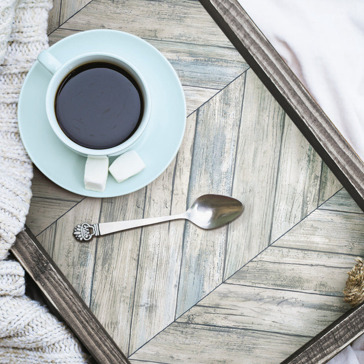 Healdton Herringbone Wood Boards 16.5' L X 20.5" W Peel and Stick Wallpaper Roll Foundry Select Color: Blue/Gray