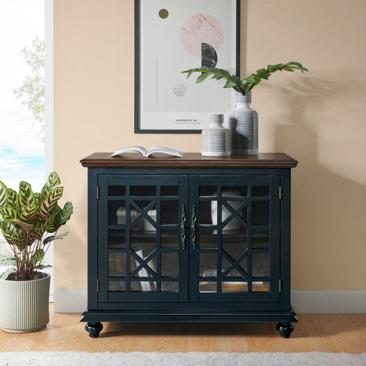 Ahmara 2 - Door Accent Cabinet Three Posts™ Color: Coffee Walnut/Catalina Blue