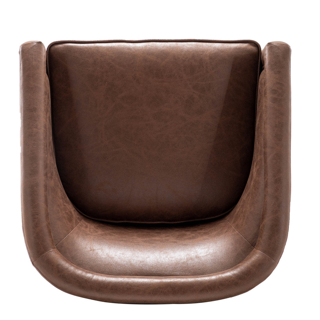 Kiersten 28.7" Wide Vegan Leather Swivel Barrel Chair Sand & Stable™ Leather Type: Walnut Faux Leather
