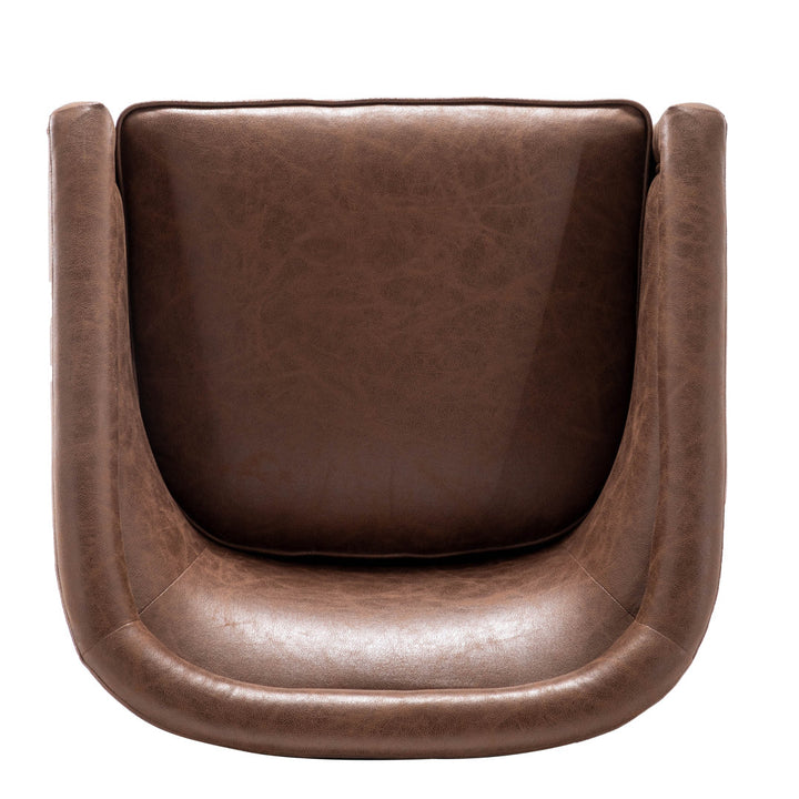 Kiersten 28.7" Wide Vegan Leather Swivel Barrel Chair Sand & Stable™ Leather Type: Walnut Faux Leather