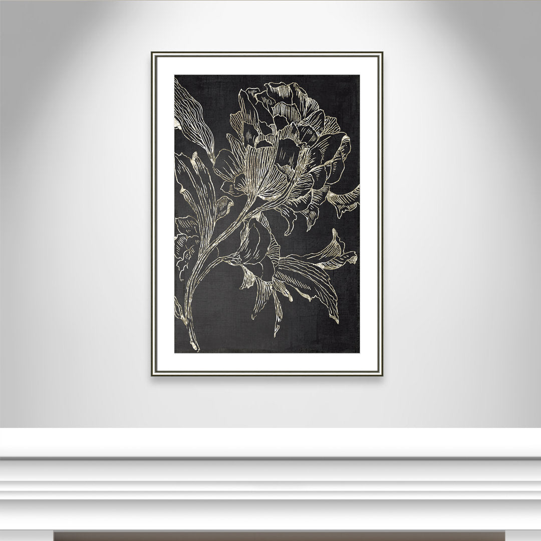 Golden Flower Folklore I by Asia Jensen - Picture Frame Graphic Art Print Joss & Main Size: 42.75" H x 30.75" W Format: Silver Framed