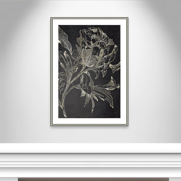 Golden Flower Folklore I by Asia Jensen - Picture Frame Graphic Art Print Joss & Main Size: 42.75" H x 30.75" W Format: Silver Framed
