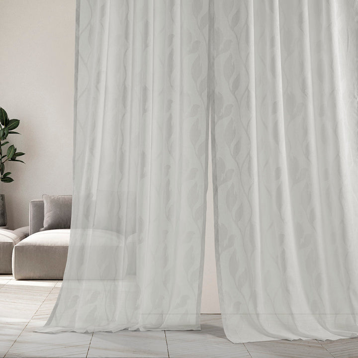Faux Linen Sheer Curtains for Bedroom, Living Room Curtains for Large Window Single Panel Drape Winston Porter Size per Panel: 50" W x 84" L