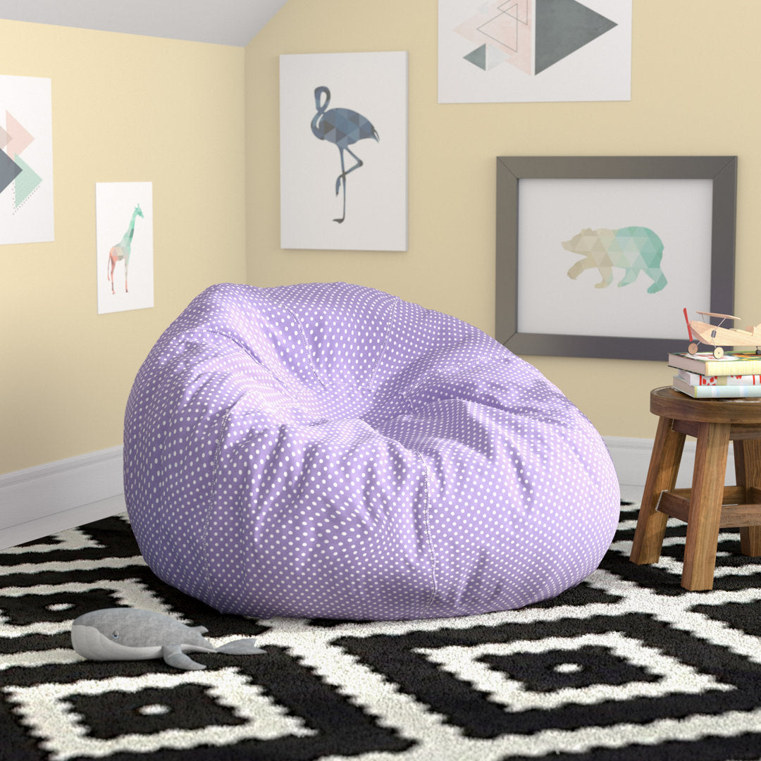 Classic Refillable Cotton Bean Bag Chair Mack & Milo™ Size: Large Body Fabric: Lavender/White Cotton Twill