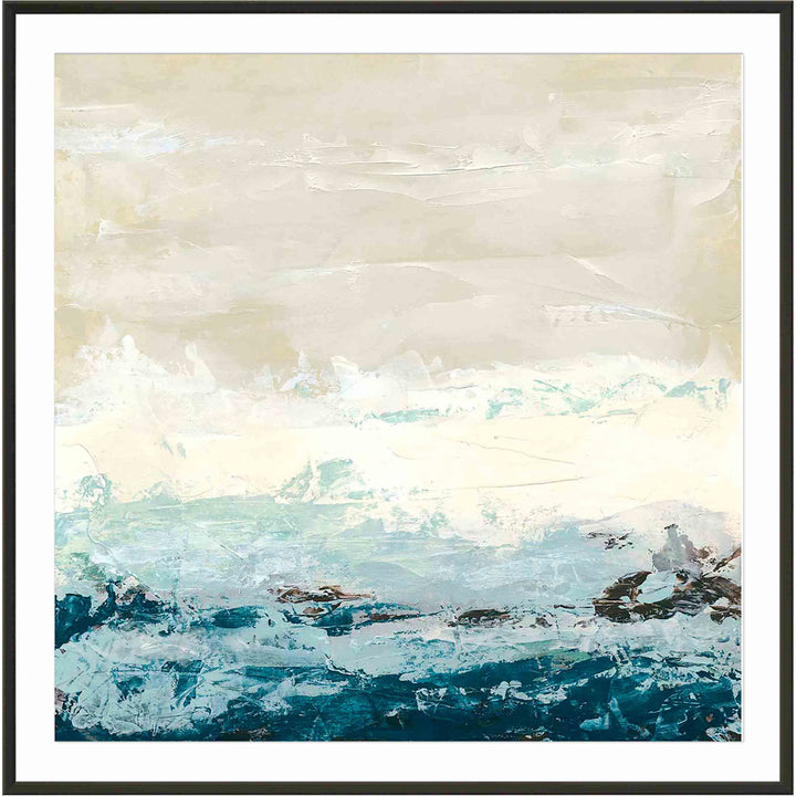 Coastal Currents I by June Erica Vess - Picture Frame Painting Wade Logan® Frame Color: Natural Size: 24"H x 36"W