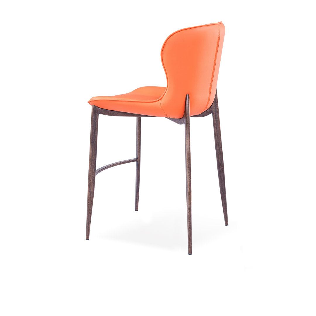 Albert Upholstered Bar & Counter Stool Upper Square™ Base Color: Wood Veneer, Upholstery Color: Orange Seat Height: Counter Stool (24” Seat Height)