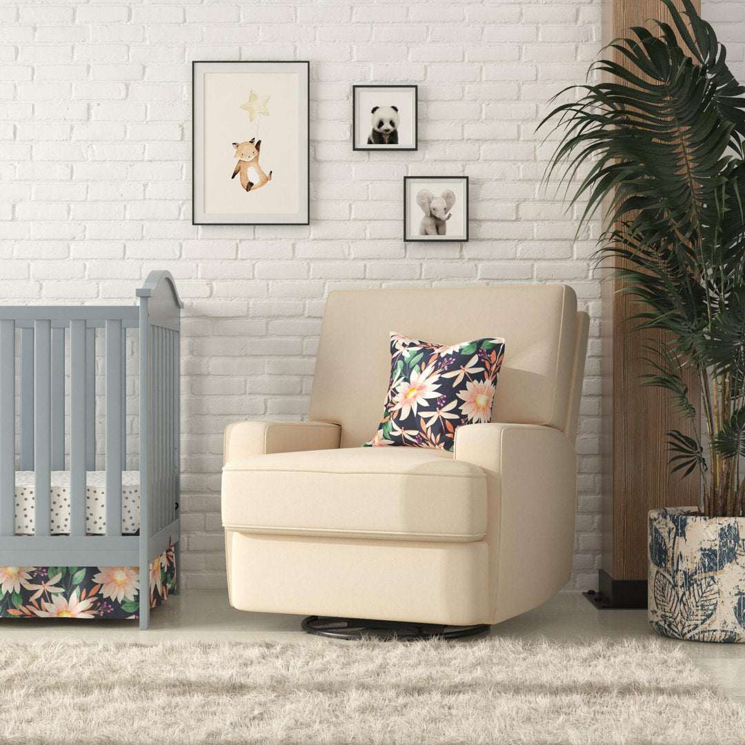 Abingdon Upholstered Swivel Reclining Glider Mack & Milo™ Upholstery Color: Beige Velvet