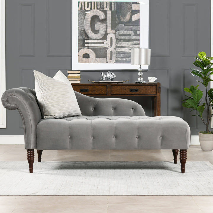 Kannon Tufted Right-Arm Chaise Lounge Willa Arlo™ Interiors Fabric: Opal Gray Velvet